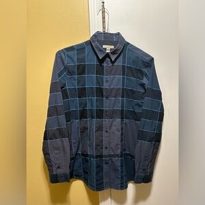 BURBERRY BRIT WOMEN LONG SLEEVE, COLLARD, BUTTON DOWN BLUE/BLACK PLAID SHIRT(S)